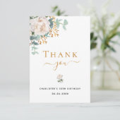 誕生日フローラユーカリ緑エレガント サンキューカード (スタンド正面)