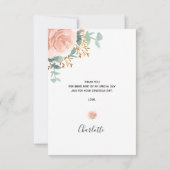 誕生日フローラユーカリ緑バラ金ゴールドピンク サンキューカード (裏面)