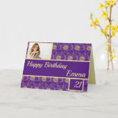誕生日フローラ金ゴールド紫 カード (黄色い花)
