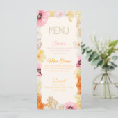 誕生日フードメニュー 花 フラワー パステル オレンジ ピンク イエロー メニュー (スタンド正面)