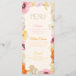 誕生日フードメニュー 花 フラワー パステル オレンジ ピンク イエロー メニュー