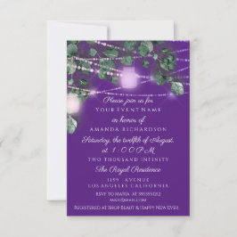 誕生日ブライダルシャワーライトジャルパープルブルー 招待状