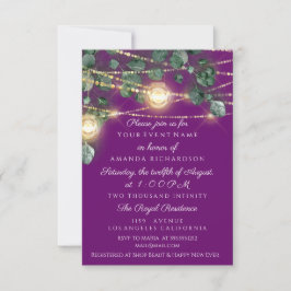 誕生日ブライダルシャワーライトジャルパープルメゾン 招待状