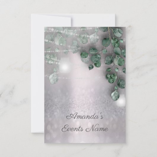 誕生日ブライダルシャワーライトジャールエレガ素朴ンス 招待状 (裏面)