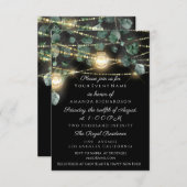 誕生日ブライダルシャワーライトジャールグ素朴リーン金ゴールド 招待状 (正面/裏面)