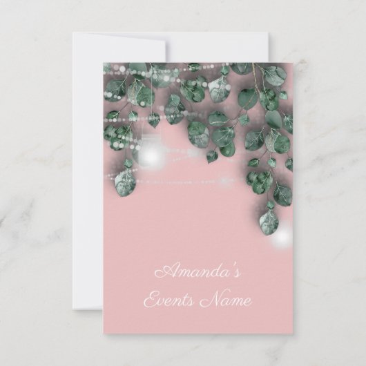 誕生日ブライダルシャワーライトジャールピ素朴ンク 招待状 (裏面)