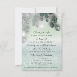 誕生日ブライダルシャワーライトジャールミントグリ素朴ット 招待状