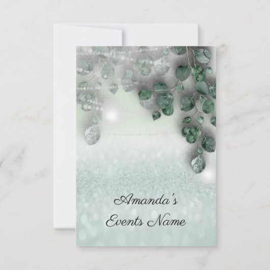 誕生日ブライダルシャワーライトジャールミントグリ素朴ット 招待状 (裏面)