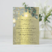 誕生日ブライダルシャワーライトジャール素朴イエロー 招待状 (スタンド正面)