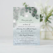 誕生日ブライダルシャワーライトジャール素朴スモーキーブルー 招待状 (スタンド正面)