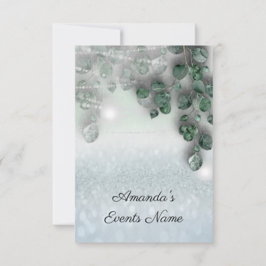 誕生日ブライダルシャワーライトジャール素朴スモーキーブルー 招待状 (裏面)