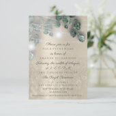 誕生日ブライダルシャワーライトジャール素朴セピア金ゴールド 招待状 (スタンド正面)