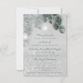 誕生日ブライダルシャワーライトジャー素朴グリッター 招待状