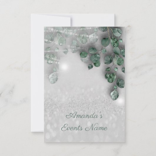 誕生日ブライダルシャワーライトジャー素朴グリッター 招待状 (裏面)