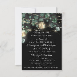 誕生日ブライダルシャワーライトジャー素朴ブラック 招待状