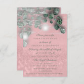 誕生日ブライダルシャワーライトジャー素朴赤面ピンク 招待状 (正面/裏面)