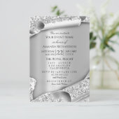 誕生日ブライダルシャワー3Dグレーシルバーグリッター 招待状 (スタンド正面)
