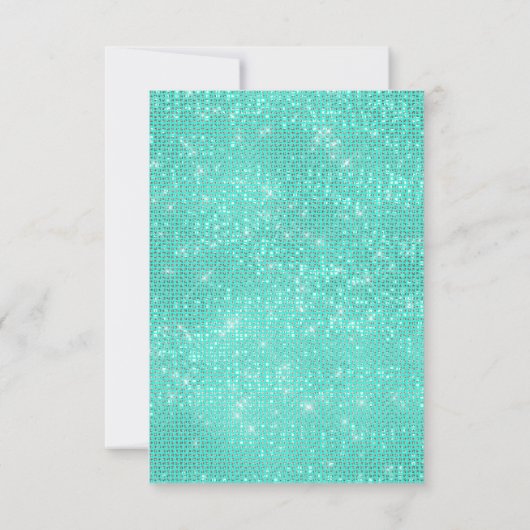 誕生日ブライダルパームミントアクアトロピックモンステラゴル 招待状 (裏面)