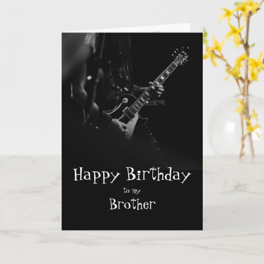 誕生日ブラザーミュージシャンおもしろいユーロックミュージックカード カード (黄色い花)