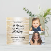 誕生日ブラシ付き金ゴールドの制作年2写真 招待状 (スタンド正面)