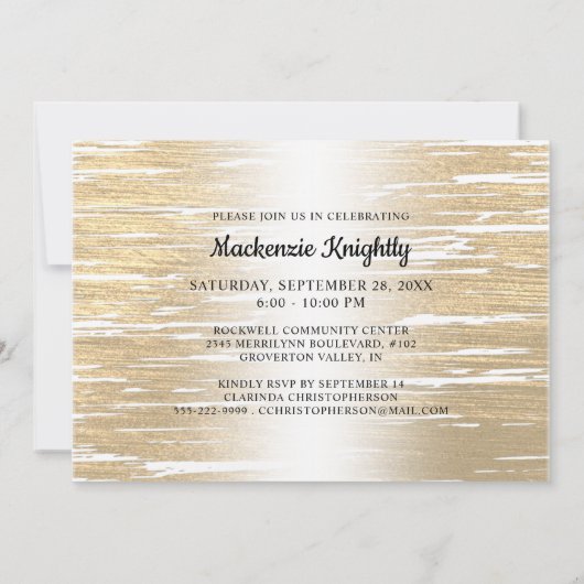 誕生日ブラシ付き金ゴールドの制作年2写真 招待状 (裏面)