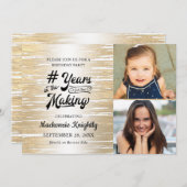 誕生日ブラシ付き金ゴールドの制作年2写真 招待状 (正面/裏面)