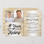 誕生日ブラシ付き金ゴールド年の撮影 招待状 (正面/裏面)