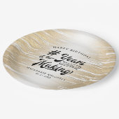 誕生日ブラシ付き金ゴールド年MAKING紙Pl ペーパープレート (アングル)