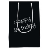 誕生日ブラックの子猫と白デイジー ミディアムペーパーバッグ (裏面)