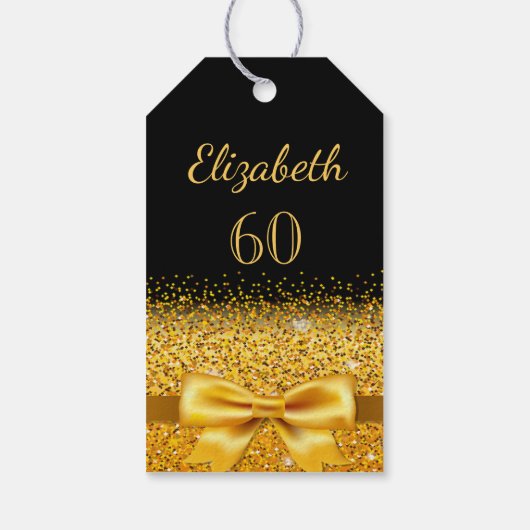 誕生日ブラックエレガント金ゴールド感謝していユー ギフトタグ (裏面)