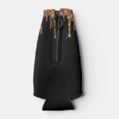 誕生日ブラックグリッタードリップス金ゴールドモノグラム ボトルクーラー (裏面)