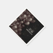 誕生日ブラックグリッターバルーン輝くパーティー スタンダードカクテルナプキン (角)