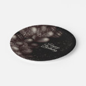 誕生日ブラックグリッターバルーン輝くパーティー ペーパープレート (アングル)