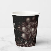 誕生日ブラックグリッターバルーン輝くパーティー 紙コップ (裏面)