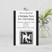 誕生日ブラックシルエットレッドライディングフードウルフ 招待状 (スタンド正面)