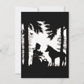 誕生日ブラックシルエットレッドライディングフードウルフ 招待状 (裏面)