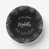 誕生日ブラックシルバーグリッターガールネーム ペーパーボウル (正面)