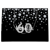 誕生日ブラックシルバーダイヤモンドモノグラム ラージペーパーバッグ (正面)