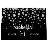 誕生日ブラックシルバーダイヤモンド名 ラージペーパーバッグ (正面)