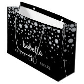 誕生日ブラックシルバーダイヤモンド名 ラージペーパーバッグ (正面アングル)