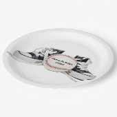 誕生日ブラックスニーカーと白い野球 ペーパープレート (アングル)