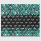 誕生日ブラックティール(緑がかった色)グリーングリッターダスト名 ラッピングペーパー (フラット)
