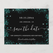 誕生日ブラックティール(緑がかった色)グリーン保存された日付カード (正面)