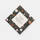 誕生日ブラックテラコッタフローラモダン植物学 スタンダードランチョンナプキン (角)