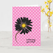 誕生日ブラックデイジーオン水玉模様 カード (黄色い花)