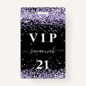 誕生日ブラックバイオレットラベンダーvip招待 バッジ (正面)