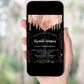 誕生日ブラックバラ金ゴールドグリッターバルーン高級 招待状