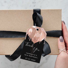 誕生日ブラックバラ金ゴールドグリッターバ感謝していルーンユー ギフトタグ