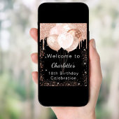 誕生日ブラックバラ金ゴールドバルーンへようこそ ポスター