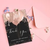 誕生日ブラックバラ金ゴールドバルーンサンキューカード 招待状